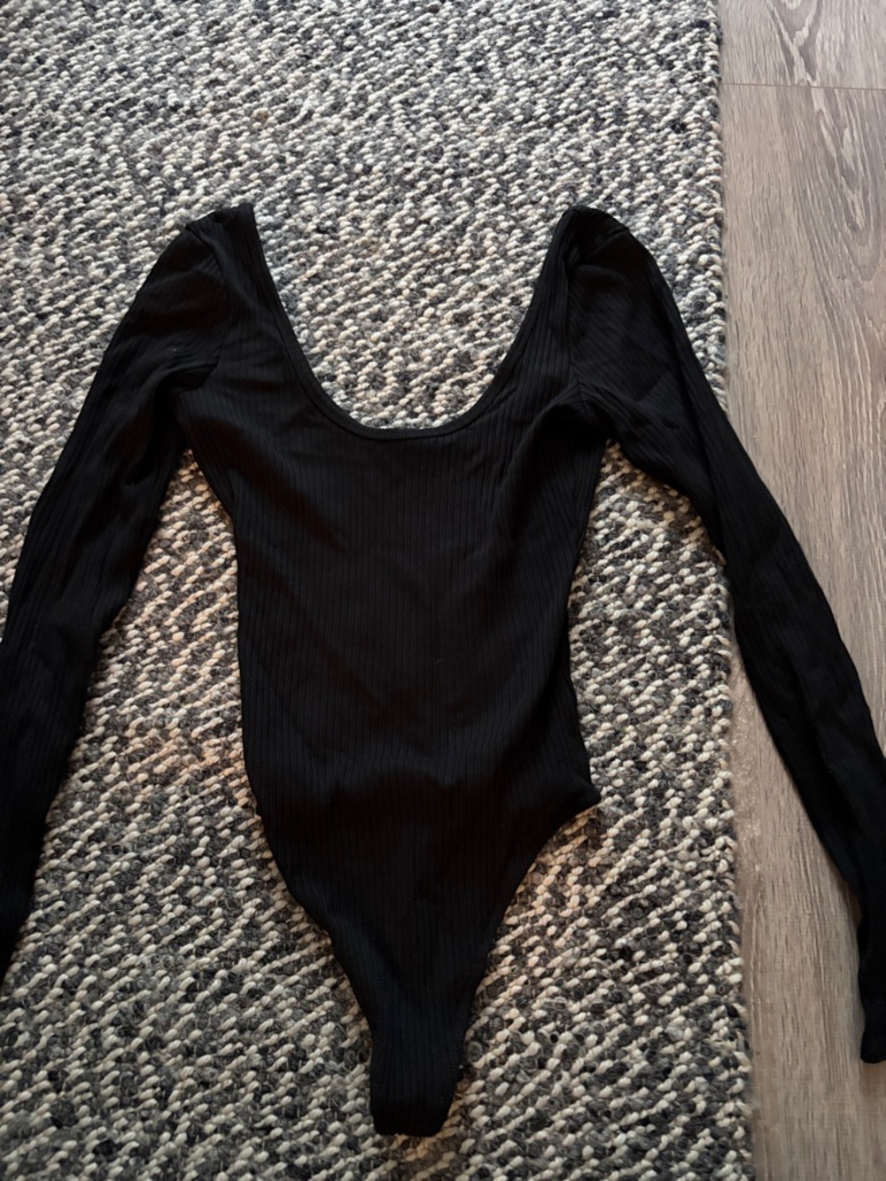 Wilfred Black Ribbed Long-Sleeve Bodysuit